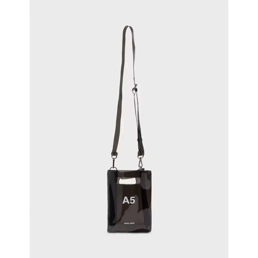 nana-nana PVC A5 Structured Translucent Crossbody Bag Brown